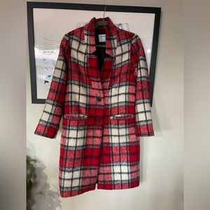 Soft red plaid overcoat - small - like new